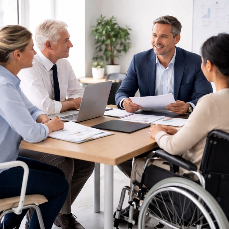 NDIS consultant meeting with disability service providers discussing compliance and service improvement